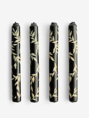 Rockett St George Set of 4 Black Floral Dinner Candles - Image 5 of 5
