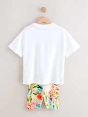 White Unicorn Oversized T-Shirt And Cycle Top and Shorts Set (3-16yrs) - Image 3 of 5