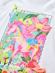 White Unicorn Oversized T-Shirt And Cycle Top and Shorts Set (3-16yrs) - Image 4 of 5