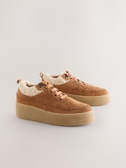 بني فاتح بني - Signature Premium Leather Hiker Wedge Trainers - صورة 7 من 10