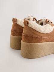 بني فاتح بني - Signature Premium Leather Hiker Wedge Trainers - صورة 9 من 10