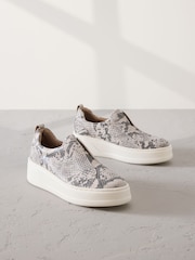 Snake Signature Leather Chunky Wedge Platform Trainers - Image 1 of 6