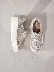 Snake Signature Leather Chunky Wedge Platform Trainers - Image 2 of 6