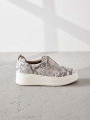 Snake Signature Leather Chunky Wedge Platform Trainers - Image 3 of 6