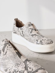 Snake Signature Leather Chunky Wedge Platform Trainers - Image 6 of 6