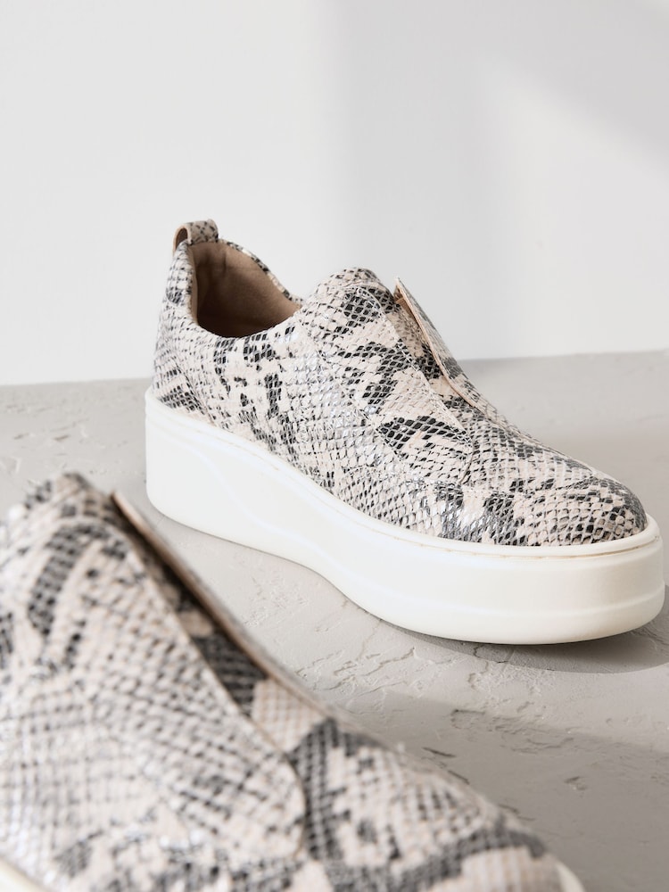 Snake Signature Leather Chunky Wedge Platform Trainers - Image 6 of 6