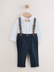 Navy - Pantalon at Braces ng Baby Shirt 4 Set (0buwan-2taon) - Larawan 7 ng 14
