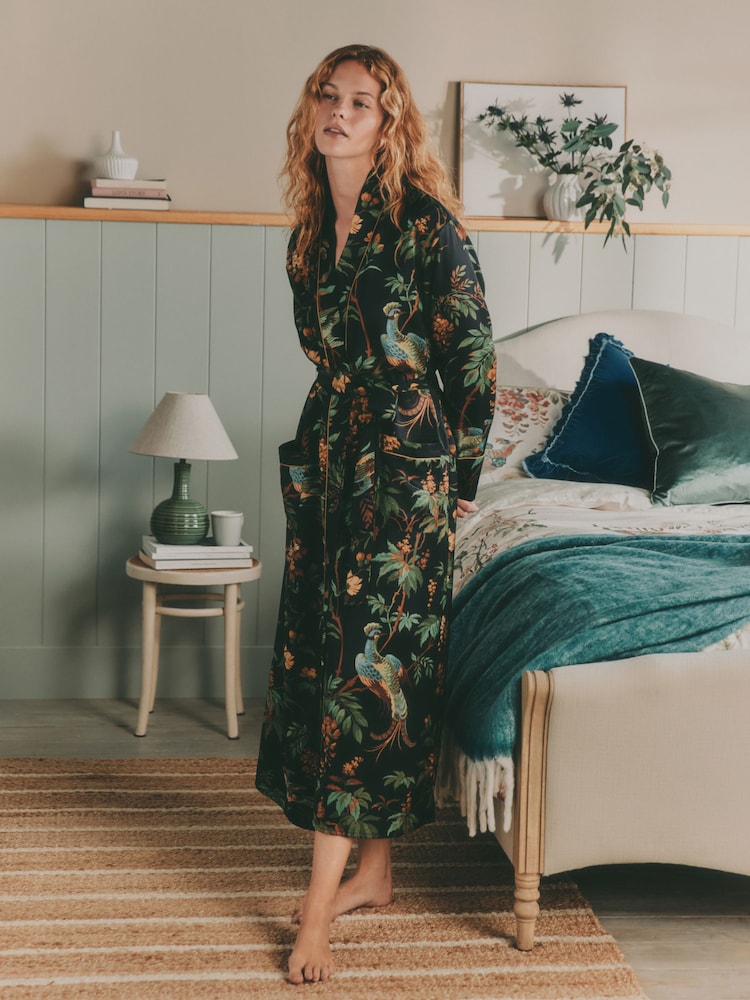 Laura Ashley Black Attleton Satin Robe - Image 1 of 5