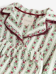 Laura Ashley Red/Green Christmas Rose Button Through Pyjamas - Image 11 of 13