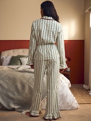 Laura Ashley Red/Green Christmas Rose Button Through Pyjamas - Image 3 of 13