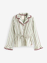 Laura Ashley Red/Green Christmas Rose Button Through Pyjamas - Image 9 of 13