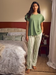Laura Ashley Red/Green Christmas Rose Jersey Short Sleeve Pyjamas - Image 1 of 6
