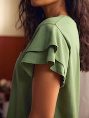 Laura Ashley Red/Green Christmas Rose Jersey Short Sleeve Pyjamas - Image 5 of 6