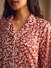 Laura Ashley Red Yuletide Cosy Button Through Pyjamas - Image 4 of 13