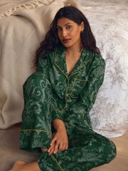 Laura Ashley Emerald Green Josette Button Through Pyjamas - Image 2 of 6