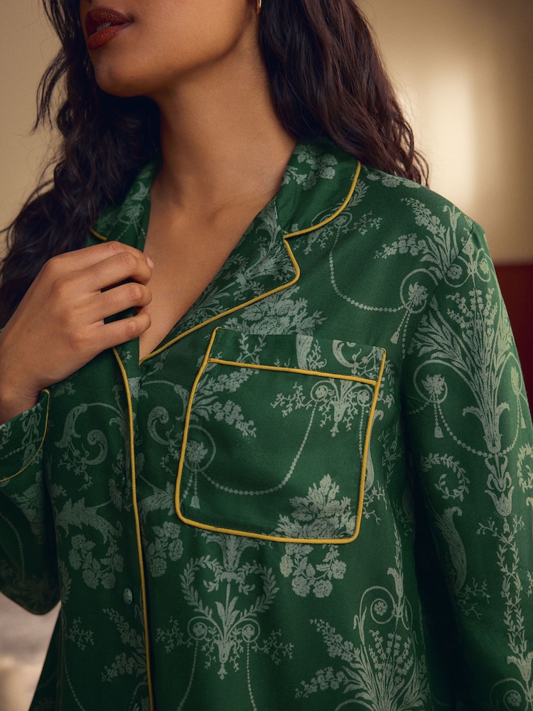 Laura Ashley Emerald Green Josette Button Through Pyjamas - Image 6 of 6