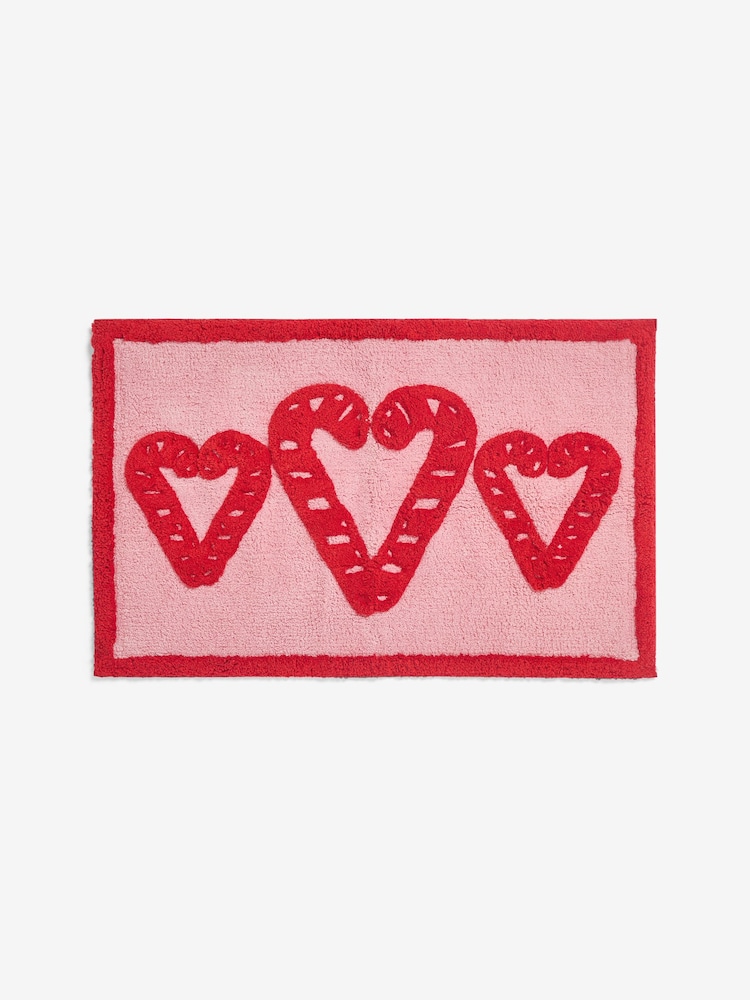 Pink Christmas Candy Cane 100% Cotton Bath Mat - Image 3 of 3