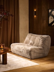 Oslo Faux Fur Mink Brown Lucca 3 Seater Small Sofa - Image 1 of 8
