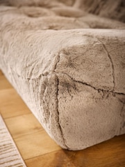 Oslo Faux Fur Mink Brown Lucca 3 Seater Small Sofa - Image 3 of 8