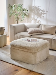 Oslo Faux Fur Light Natural Kimpton Storage Footstool - Image 1 of 7