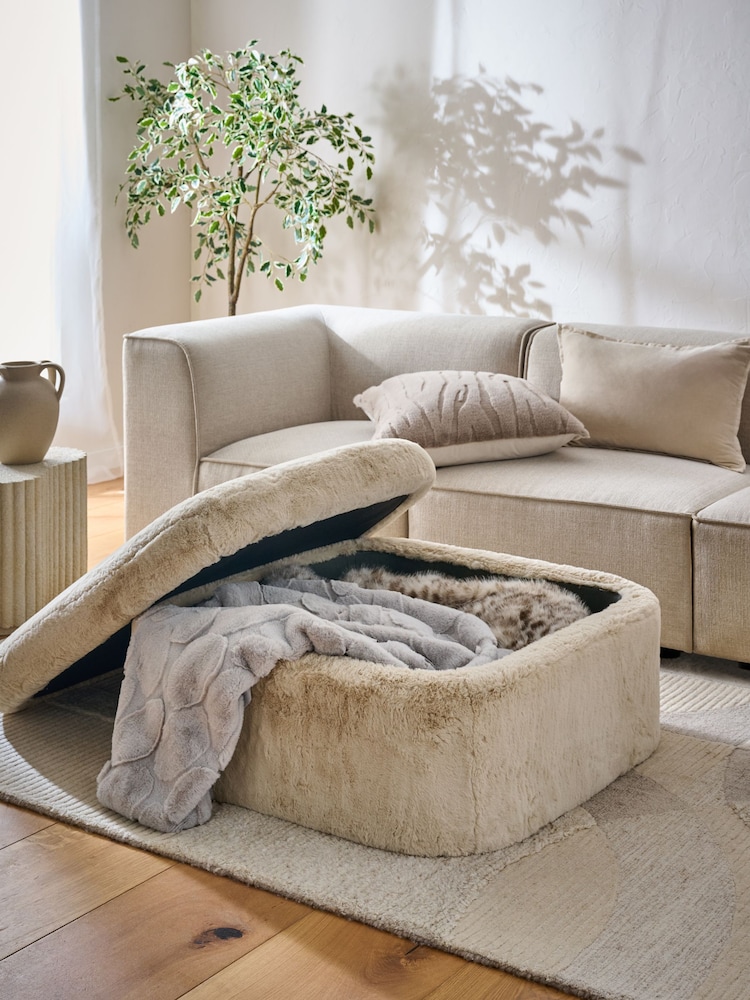 Oslo Faux Fur Light Natural Kimpton Storage Footstool - Image 2 of 7 Oslo Faux Fur Light Natural Kimpton Storage Footstool - Image 2 of 7