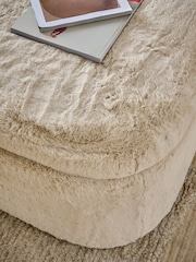 Oslo Faux Fur Light Natural Kimpton Storage Footstool - Image 3 of 7