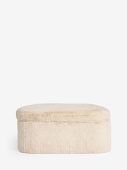 Oslo Faux Fur Light Natural Kimpton Storage Footstool - Image 4 of 7