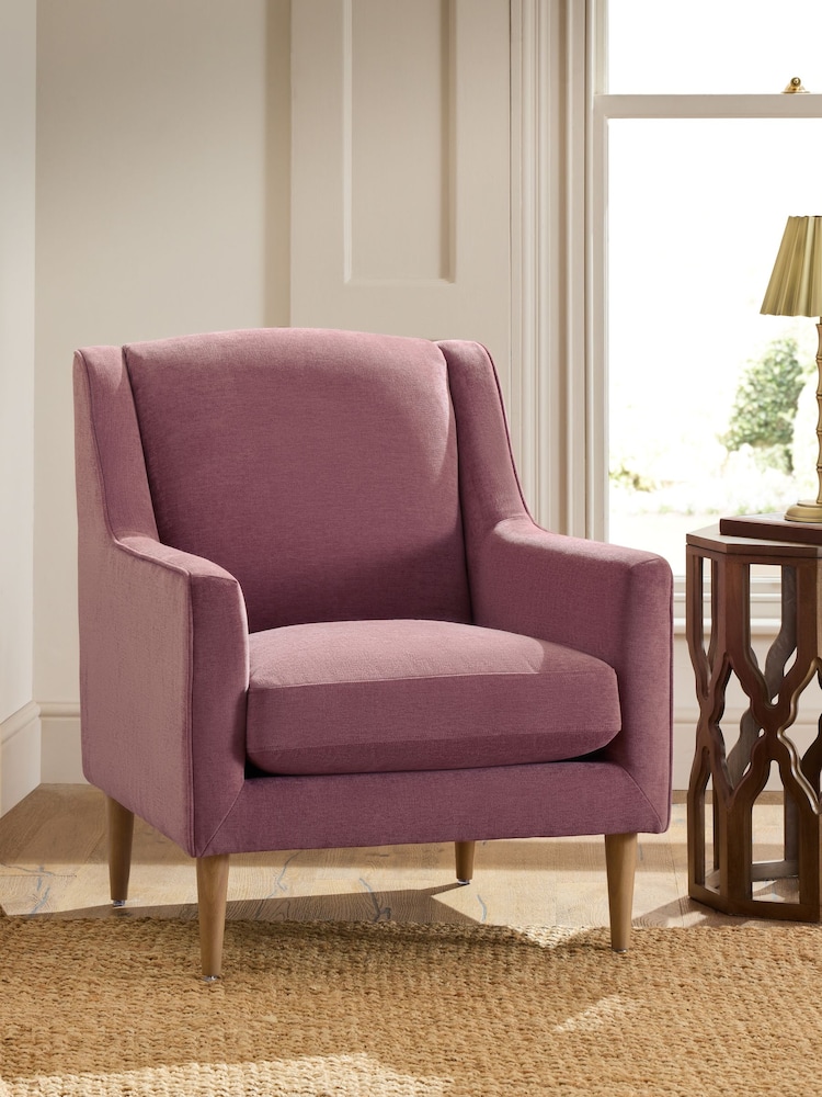 Fine Chenille Mulberry Purple Prescott Armchair - Image 1 of 8 Fine Chenille Mulberry Purple Prescott Armchair - Image 1 of 8