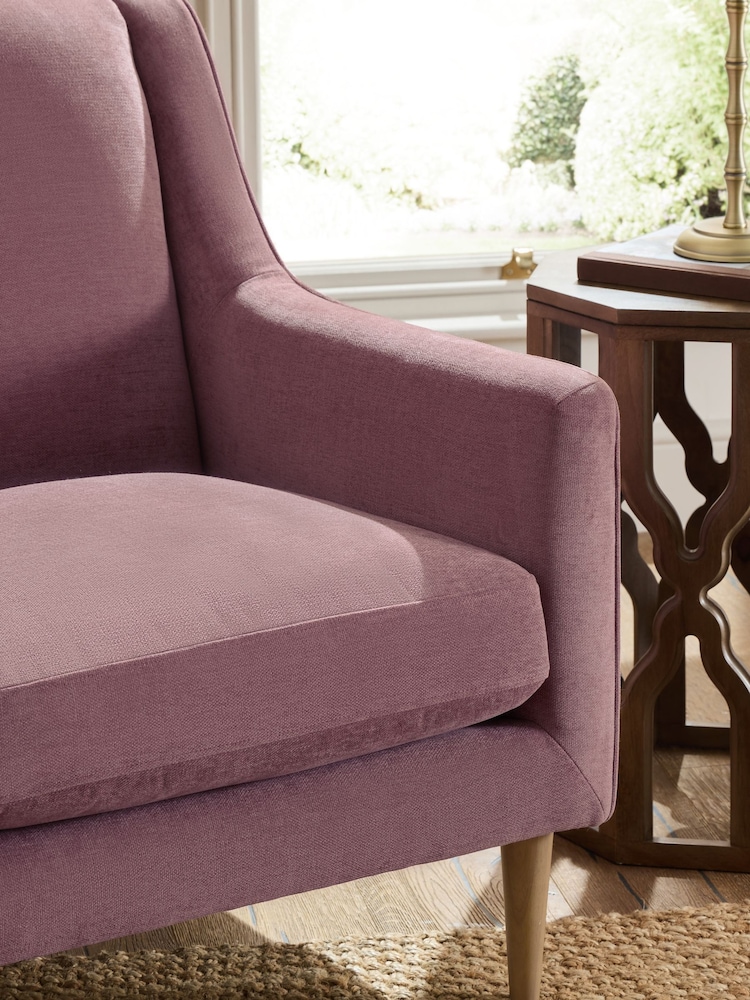 Fine Chenille Mulberry Purple Prescott Armchair - Image 2 of 8 Fine Chenille Mulberry Purple Prescott Armchair - Image 2 of 8