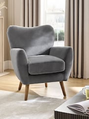 Alaska Faux Fur Slate Grey Wilson Highback Armchair - Image 1 of 9