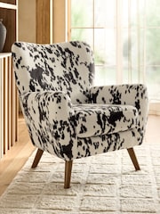 Alaska Faux Fur Cow Print Wilson Large Highback Armchair - Image 1 of 9