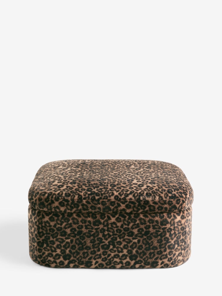 Alaska Faux Fur Leopard Kimpton Storage Footstool - Image 2 of 9 Alaska Faux Fur Leopard Kimpton Storage Footstool - Image 2 of 9
