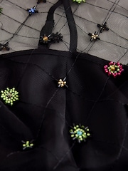 Negro - Sheer Embelished Mini Dress - Imagen 7 de 8