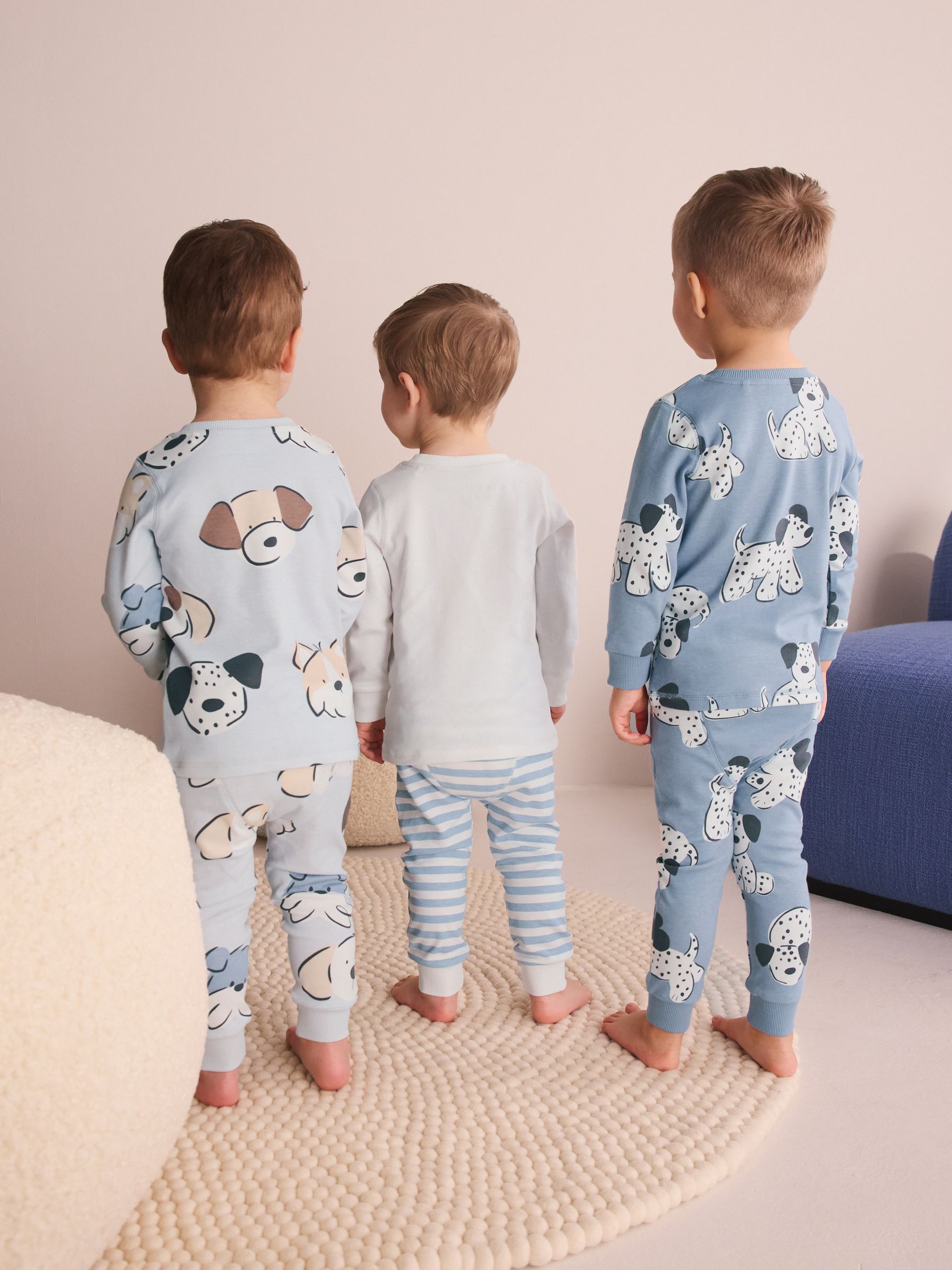 Buy Blue/Ecru Dog Snuggle Pyjamas 3 Pack (9mths-6yrs) from Next South ...