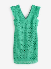 Sosandar Green Ruffle Sleeve Lace Shift Dress - Image 1 of 1