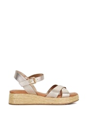 Dune London Gold Littleton Cross Strap Rope Flatform Sandals - Image 2 of 6