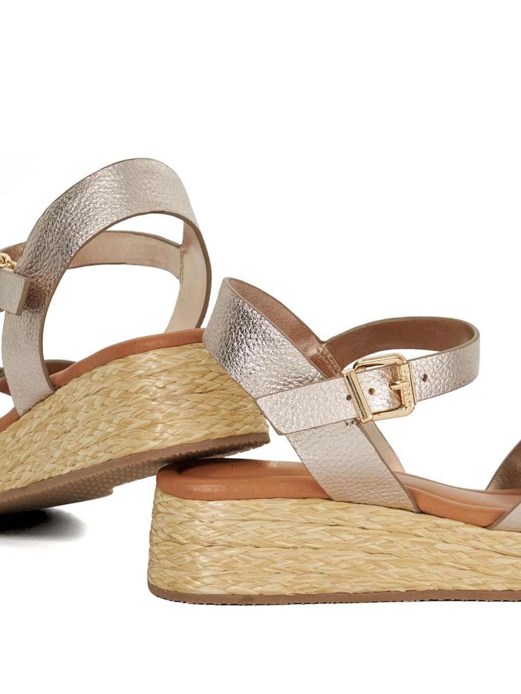 Dune London Gold Littleton Cross Strap Rope Flatform Sandals - Image 6 of 6