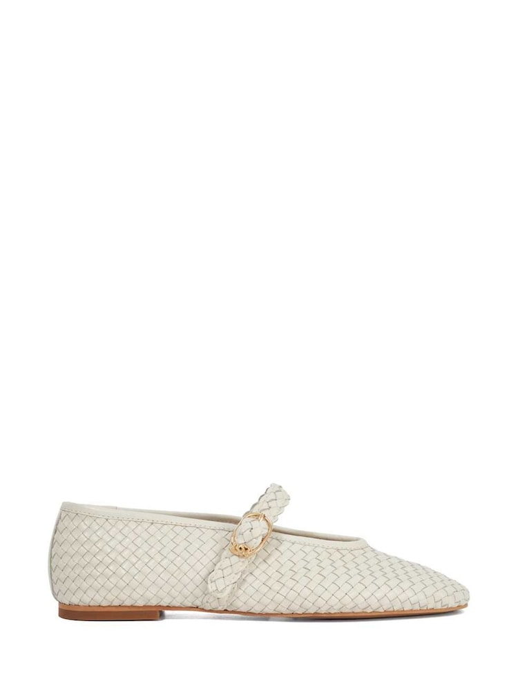 Dune London Cream Headline Mary Jane Woven Ballet Shoes - Image 2 of 6