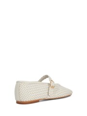 Dune London Cream Headline Mary Jane Woven Ballet Shoes - Image 4 of 6