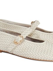 Dune London Cream Headline Mary Jane Woven Ballet Shoes - Image 6 of 6