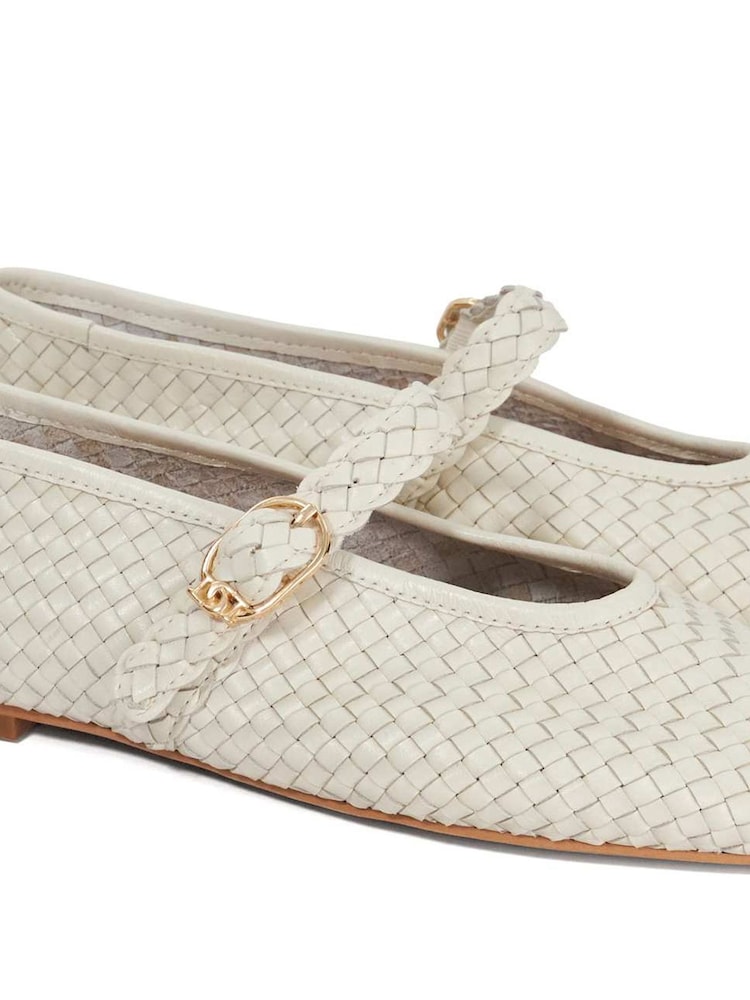 Dune London Cream Headline Mary Jane Woven Ballet Shoes - Image 6 of 6