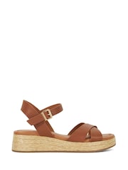 Dune London Brown Littleton Cross Strap Rope Flatform Sandals - Image 2 of 6
