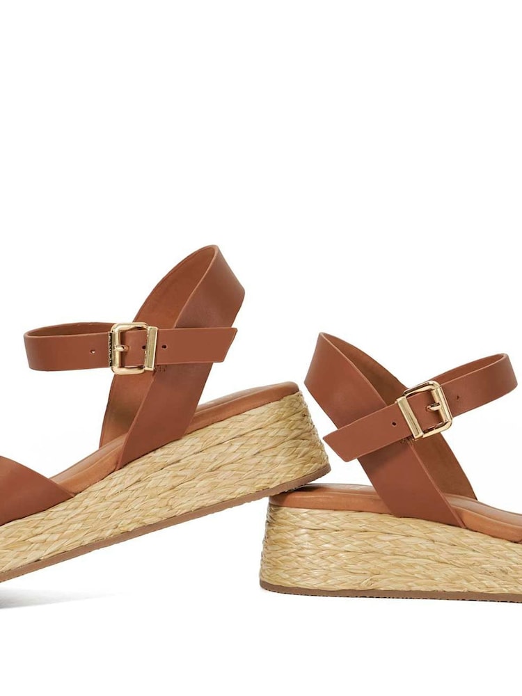 Dune London Brown Littleton Cross Strap Rope Flatform Sandals - Image 6 of 6