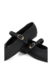 Dune London Black Headline Mary Jane Woven Ballet Shoes - Image 6 of 6