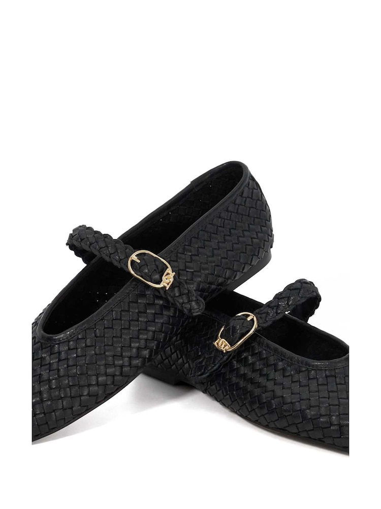 Dune London Black Headline Mary Jane Woven Ballet Shoes - Image 6 of 6
