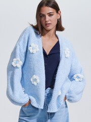 Blue Pale Floral Print Soft Touch Cardigan - Image 2 of 8