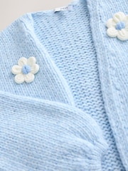 Blue Pale Floral Print Soft Touch Cardigan - Image 7 of 8
