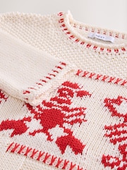 White Ecru Lobster Graphic Print Stitch Roll Edge Jumper - Image 7 of 8