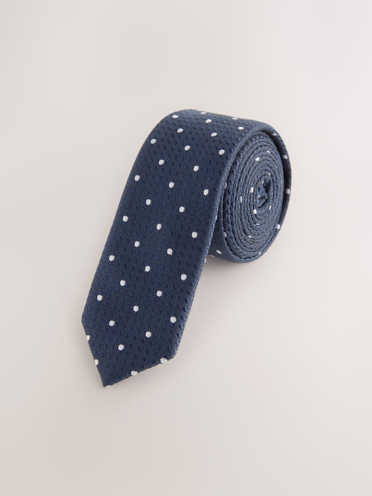 Navy Dotted Tie (3-16yrs) - Image 1 of 7