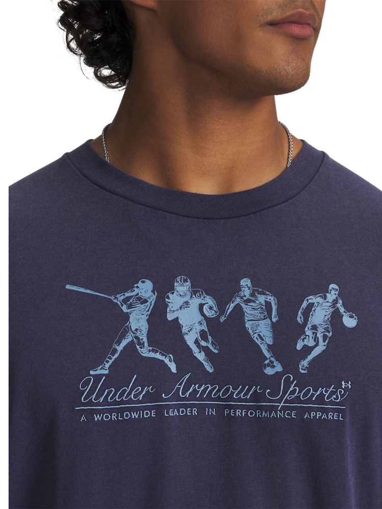Under Armour Blue Athletes Graphic Oversized T-Shirt - Image 3 of 3